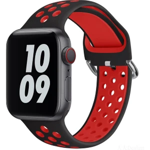 Apple Watch 7-6-Se-5-4-3-2 Seri (42/44/45) mm Uyumlu Yumuşak Çelik Tokalı Delikli Silikon Kordon