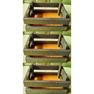 3'lü Ahşap Dekoratif Renkli Mini Kasa - Yeşil