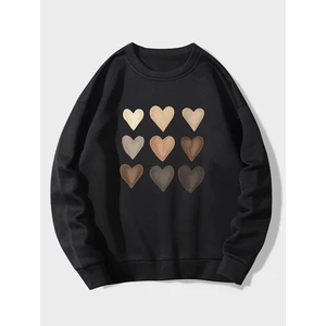 Unisex Çok Kalp Baskılı Oversize Sweatshirt