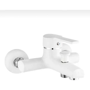 Elmina Armatür Beyaz Krom Banyo Bataryası Musluğu Çeşmesi 