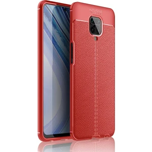 Xiaomi Redmi Note 9 Pro Kılıf Niss Derili Silikon Kırmızı