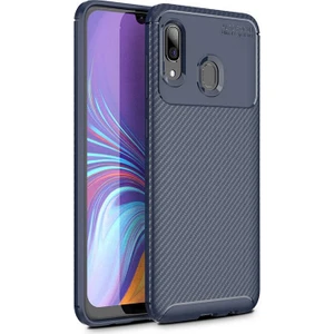 Apsuwa Samsung Galaxy A40 Karbon Görünüm Negro Silikon Kılıf + Ekran Koruyucu Nano
