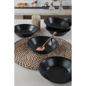 Mat Siyah Hitit  Yemek Tabağı 18 Cm 6 Adet