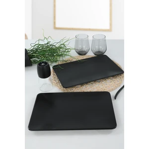 Mat Siyah Kayık Tabak 33X21 Cm 2 Adet