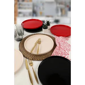Mix Krem-Kırmızı-Siyah Stackable Servis Tabağı 27 Cm 6 Adet