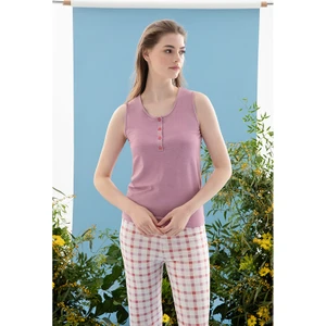 English Home Summer Check Viskon Kadın Pijama Takımı L Lila
