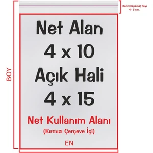4X10+5 Cm. (4*15) 100 Adet - Şeffaf Bantlı Yapışkanlı Opp Jelatin Poşet