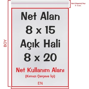 8X15+5 Cm. (8*20) 100 Adet - Şeffaf Bantlı Yapışkanlı Opp Jelatin Poşet