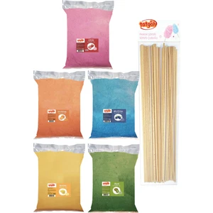 5 Renk Pamuk Şeker Tozu 2 Kg 5 X 400 Gr. + 50 Adet Çubuk Hediyeli