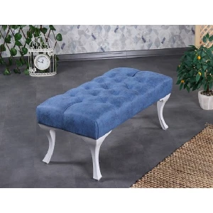 Ünüvar Konsept Dekoratif Dikdörtgen Puf Bench - Koyu Mavi
