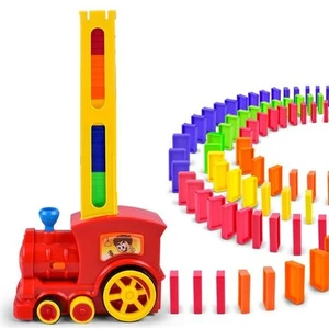 Domino Oyunu 63 Adet Tren Dominos Blokları Renkli Domino Eğitici Oyuncaklar Çocuklar Için Abs Plastik Bulmacalar | Domino