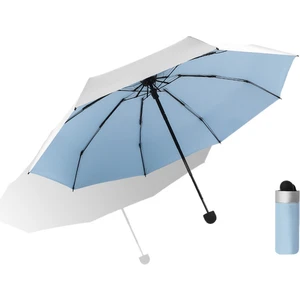 Kompakt Seyahat Şemsiye Mini Uv Koruma Şemsiye Hafif Mini Seyahat Şemsiye Kompakt Küçük Katlanır Şemsiye Yağmur ve kadın Erkek Için Güneş Taşınabilir Cep Şemsiye (Mavi)