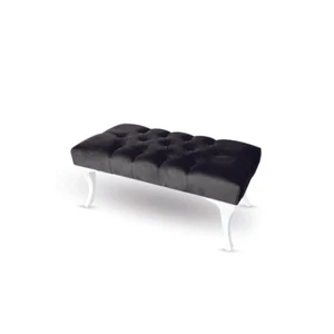 Puffy Home Icon Puff Kapitoneli Kapı Önü Siyah Ayakucu Mutfak Salon Masa Makyaj Koltuğu Siyah Puff Bench