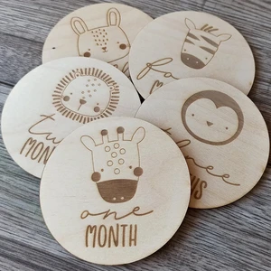 Marwin Craft Safari Bebek Aylık Kartları 13 Lü Yenidoğan Hatıra Kartları |fotoğraf Çekimi Safari Dekor Kartları