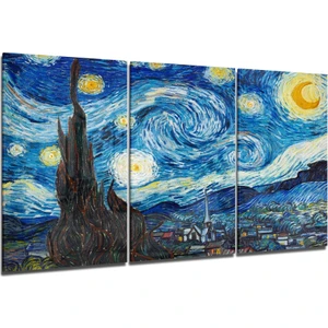 Van Gogh: Yıldızlı Gece Cam Tablo - 3 Adet 72X46 cm