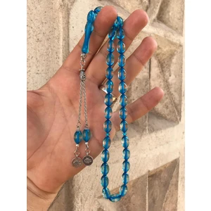 Sultan Telkari Sürmeli Buz Mavisi Toz Kehribar Tesbih