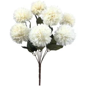 Yapay Çiçek Krizantem Kartopu Krem 7 Kafalı Büyük Demet