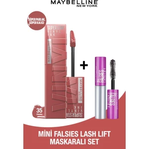 Maybelline New York Vinyl Ink 35 Cheeky + Mini Falsies Lash Lift Maskaralı Set