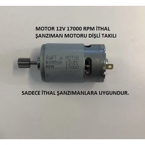 Motor 12V 17000 Rpm Şanzıman MOTORU 10 Diş