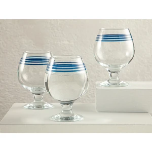 English Home Cosy Lines Cam 3'lü Kahve Yanı Su Bardağı 390 ml Mavi