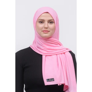 Tesettür Penye Şal Düz-Açık Pembe