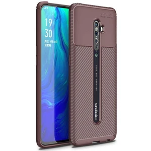 Oppo Reno2 (CPH1907) Karbon Görünüm Negro Silikon Kılıf + Ekran Koruyucu Nano