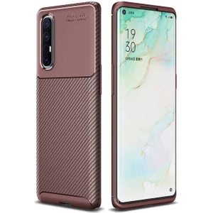 Oppo Reno3 Pro (CPH2009) Karbon Görünüm Negro Silikon Kılıf + Ekran Koruyucu Nano
