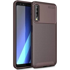 Samsung Galaxy A7 2018 Karbon Görünüm Negro Silikon Kılıf + Ekran Koruyucu Nano