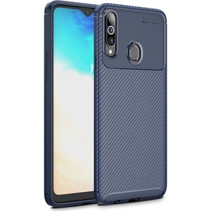 Samsung Galaxy A20S Karbon Görünüm Negro Silikon Kılıf + Ekran Koruyucu Nano