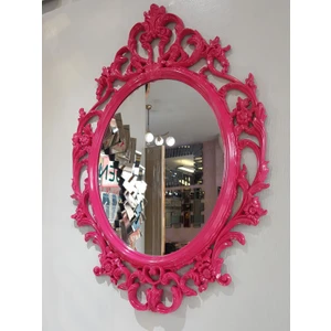 Ayna Denizi Vintage Taç Model Fuşya Renk Dekoratif Ayna