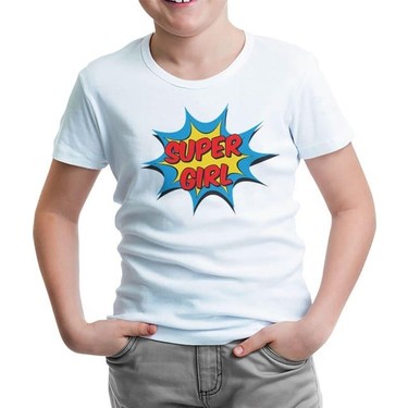 Lord T Shirt Super Girl Beyaz Cocuk Tshirt Fiyat