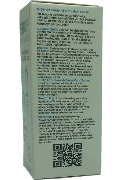 Shop Leke Gidermeye Yardımcı Cilt Tonu Eşitleyici Serumu Arbutin %2 + Hyaluronic Acid 30 ml