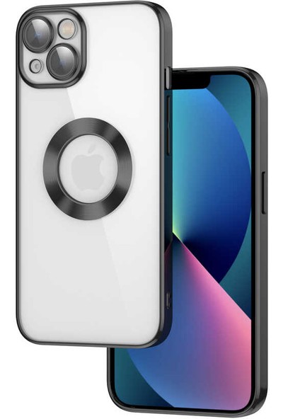 Fibaks Apple iPhone 13 Kılıf Kamera Lens Korumalı Şeffaf Renkli Logo Gösteren Parlak Yumuşak Kapak