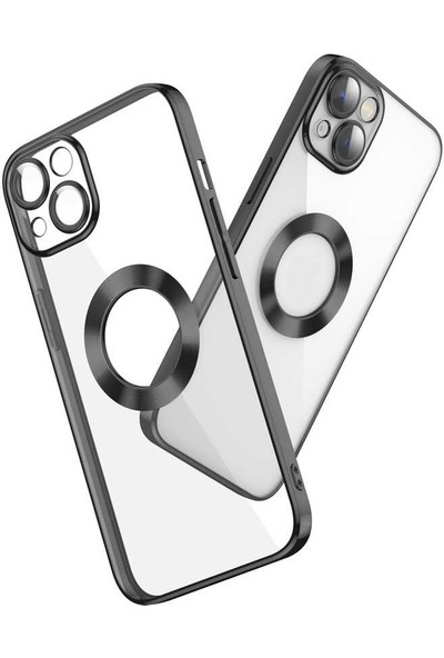 Fibaks Apple iPhone 13 Kılıf Kamera Lens Korumalı Şeffaf Renkli Logo Gösteren Parlak Yumuşak Kapak