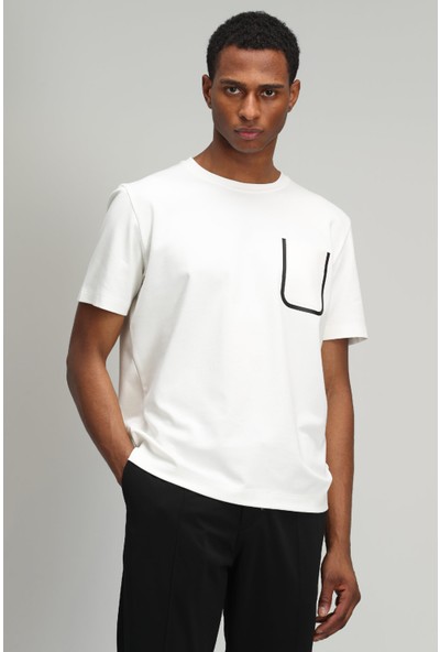 Lufian Marni Modern Grafik T- Shirt Kırık Beyaz