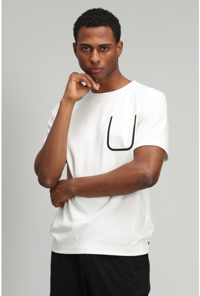 Lufian Marni Modern Grafik T- Shirt Kırık Beyaz