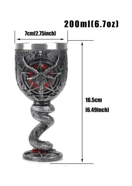 200 ml Baphomet Pentagram Boynuz Kadeh Şarap Cam Gotik Tankard Paslanmaz Çelik Bira Kupası Cadılar Bayramı Hediye | Bira Steins (Bakır) (Yurt Dışından)