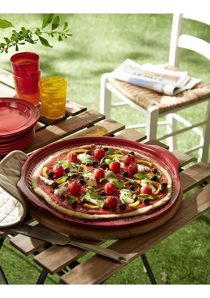 Pizza / Fırın Kabı Yuvarlak 40 cm Kırmızı / Burgundy fırsatları