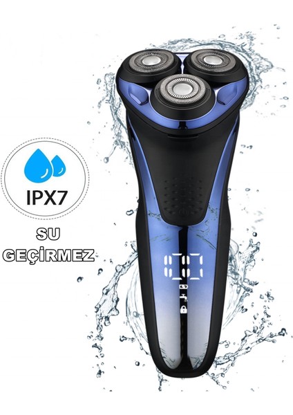 V-306 Aqua Deep Blue Touch Islak & Kuru Şarjlı Ipx7 Su Geçirmez Tıraş Makinesi Günlük Sıfır Tıraş