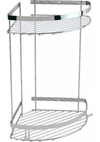 Ömür Boyu Paslanmaz Iki Katlı Köşe Süngerlik Şampuanlık Duş Rafı