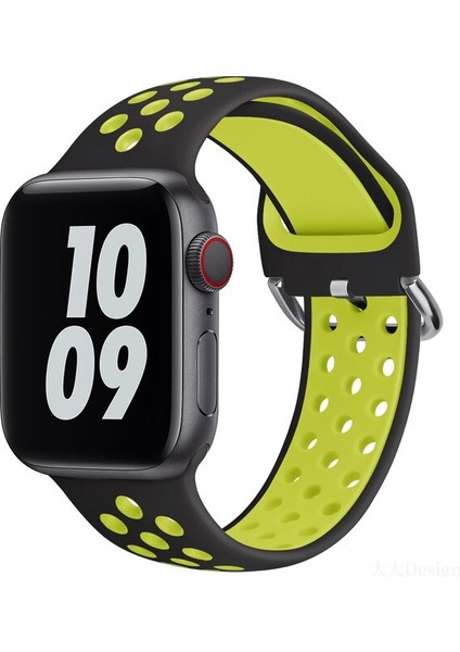 Apple Watch 7-6-Se-5-4-3-2 Seri (42/44/45) mm Uyumlu Yumuşak Çelik Tokalı Delikli Silikon Kordon