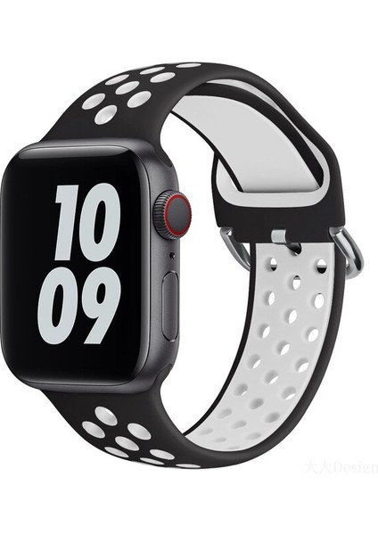 Apple Watch 7-6-Se-5-4-3-2 Seri (42/44/45) mm Uyumlu Yumuşak Çelik Tokalı Delikli Silikon Kordon
