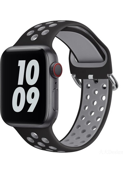 Apple Watch 7-6-Se-5-4-3-2 Seri (42/44/45) mm Uyumlu Yumuşak Çelik Tokalı Delikli Silikon Kordon