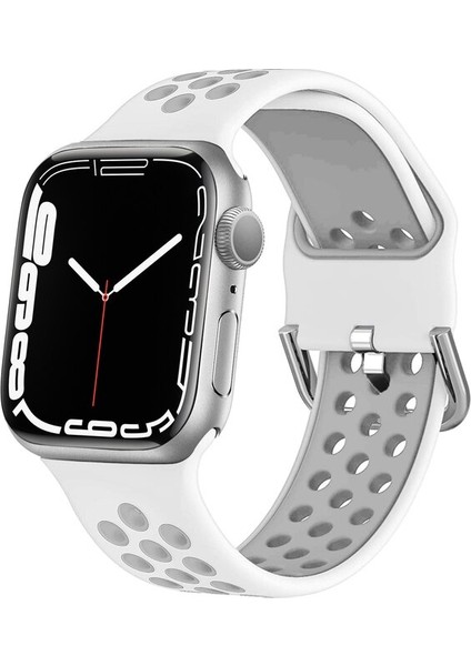 Apple Watch 7-6-Se-5-4-3-2 Seri (42/44/45) mm Uyumlu Ipeksi Yumuşak Spor Delikli Silikon Kordon
