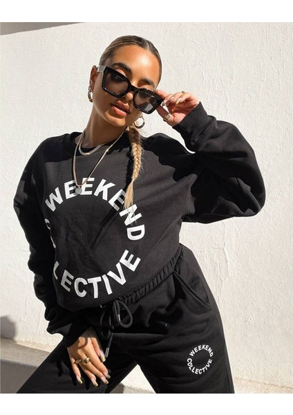 Kadın Weekend Collective Baskılı Oversize Sweatshirt modelleri