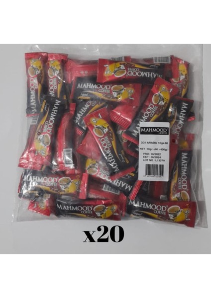 Coffee 3ü1 Arada 10 gr 40 lı 20 Paket Otobüs ikramlık Hazır Kahve 800 Adet 1 Koli