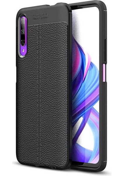 Huawei P Smart Pro 2019 Kılıf Niss Silikon Deri Desen + Ekran Koruyucu