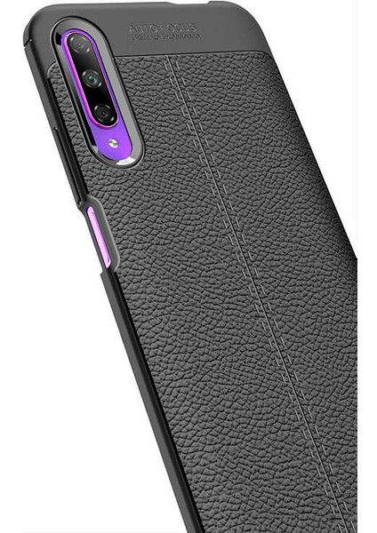 Huawei P Smart Pro 2019 Kılıf Niss Silikon Deri Desen + Ekran Koruyucu