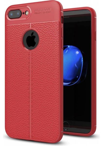 iPhone 8 Plus Kılıf Niss Derili Silikon Kırmızı