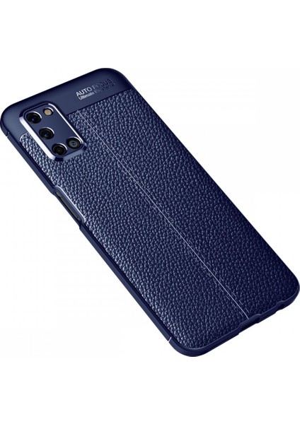 Oppo A72 Kılıf Niss Derili Silikon Lacivert